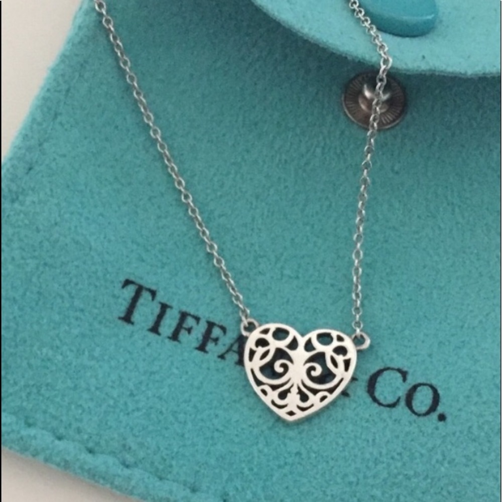 Tiffany sterling silver 15 inch heart necklace